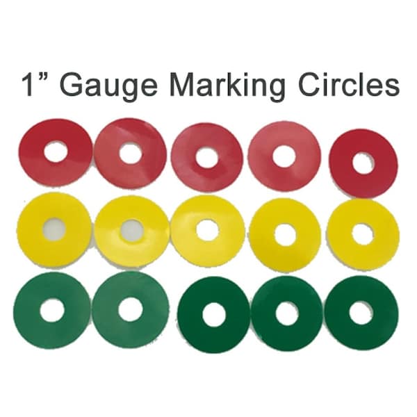 5S Supplies Gauge Warning Film Circles 1 inch Diameter Red, 5PK GWC-1IN-RED - main